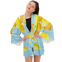 Salad Fruit Mixed Bowl Stacked Long Sleeve Kimono by HermanTelo