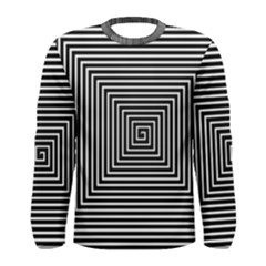 Maze Design Black White Background Men s Long Sleeve Tee