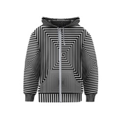 Maze Design Black White Background Kids  Zipper Hoodie by HermanTelo