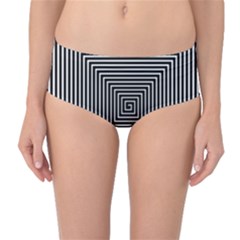 Maze Design Black White Background Mid-waist Bikini Bottoms by HermanTelo