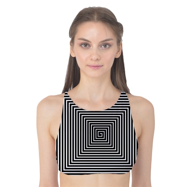 Maze Design Black White Background Tank Bikini Top