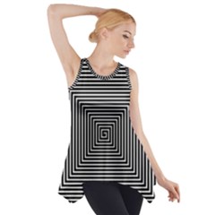 Maze Design Black White Background Side Drop Tank Tunic