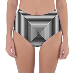 Maze Design Black White Background Reversible High-waist Bikini Bottoms by HermanTelo