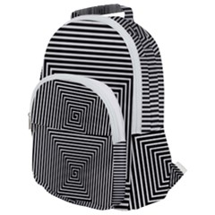 Maze Design Black White Background Rounded Multi Pocket Backpack