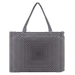 Maze Design Black White Background Zipper Medium Tote Bag by HermanTelo