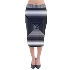 Maze Design Black White Background Velvet Midi Pencil Skirt by HermanTelo