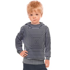 Maze Design Black White Background Kids  Hooded Pullover