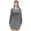 Maze Design Black White Background Long Sleeve Chiffon Shift Dress  View1