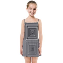 Maze Design Black White Background Kids  Summer Sun Dress