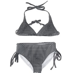 Maze Design Black White Background Kids  Classic Bikini Set by HermanTelo