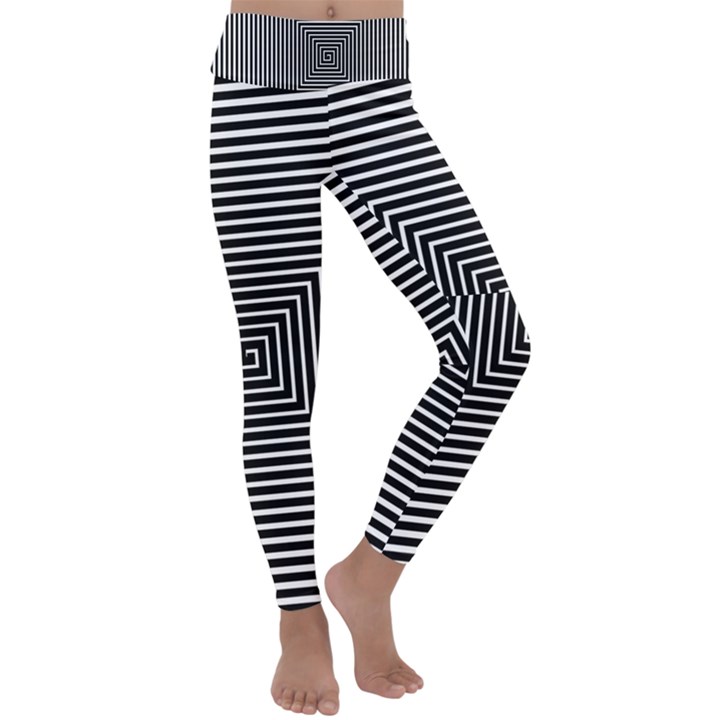 Maze Design Black White Background Kids  Lightweight Velour Classic Yoga Leggings