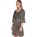 Maze Design Black White Background Velour Kimono Dress View2