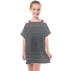 Maze Design Black White Background Kids  One Piece Chiffon Dress