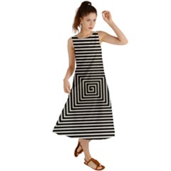 Maze Design Black White Background Summer Maxi Dress by HermanTelo