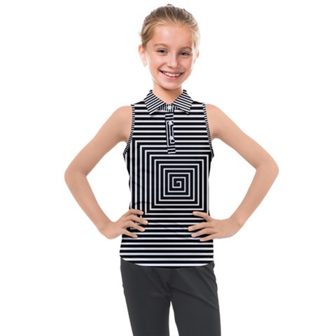 Maze Design Black White Background Kids  Sleeveless Polo Tee by HermanTelo