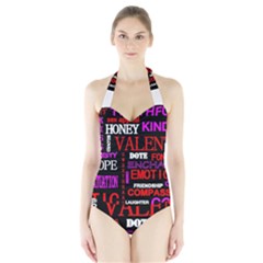 Love Friendship Friends Heart Halter Swimsuit