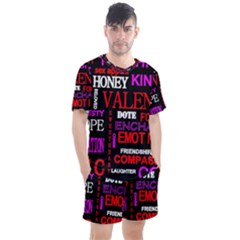 Love Friendship Friends Heart Men s Mesh Tee And Shorts Set