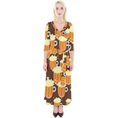 Drink Quarter Sleeve Wrap Maxi Dress