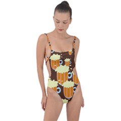 Drink Tie Strap One Piece Swimsuit