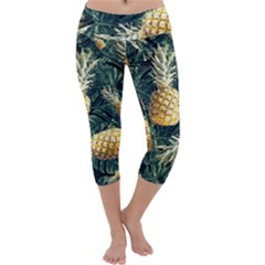 Pattern Ananas Tropical Capri Yoga Leggings by kcreatif