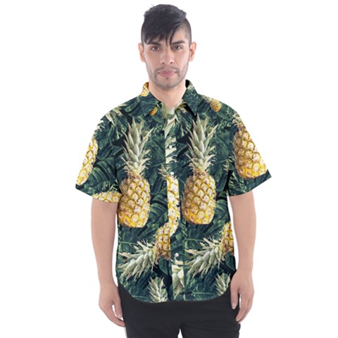 Pattern Ananas Tropical Men s Short Sleeve Shirt by kcreatif