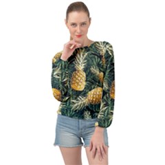 Pattern Ananas Tropical Banded Bottom Chiffon Top