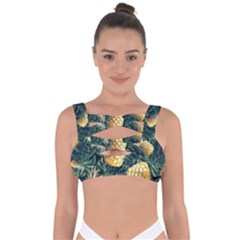 Pattern Ananas Tropical Bandaged Up Bikini Top