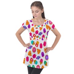 Candies Are Love Puff Sleeve Tunic Top by designsbymallika