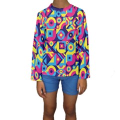 Doodle Pattern Kids  Long Sleeve Swimwear by designsbymallika