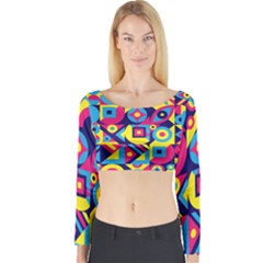 Doodle Pattern Long Sleeve Crop Top by designsbymallika