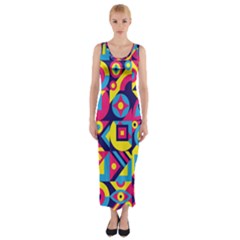 Doodle Pattern Fitted Maxi Dress by designsbymallika