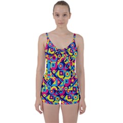 Doodle Pattern Tie Front Two Piece Tankini by designsbymallika