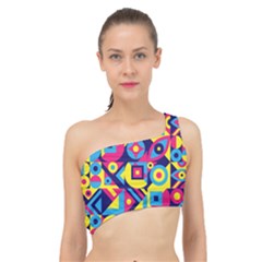 Doodle Pattern Spliced Up Bikini Top 