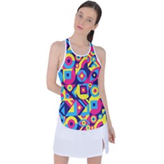 Doodle Pattern Racer Back Mesh Tank Top