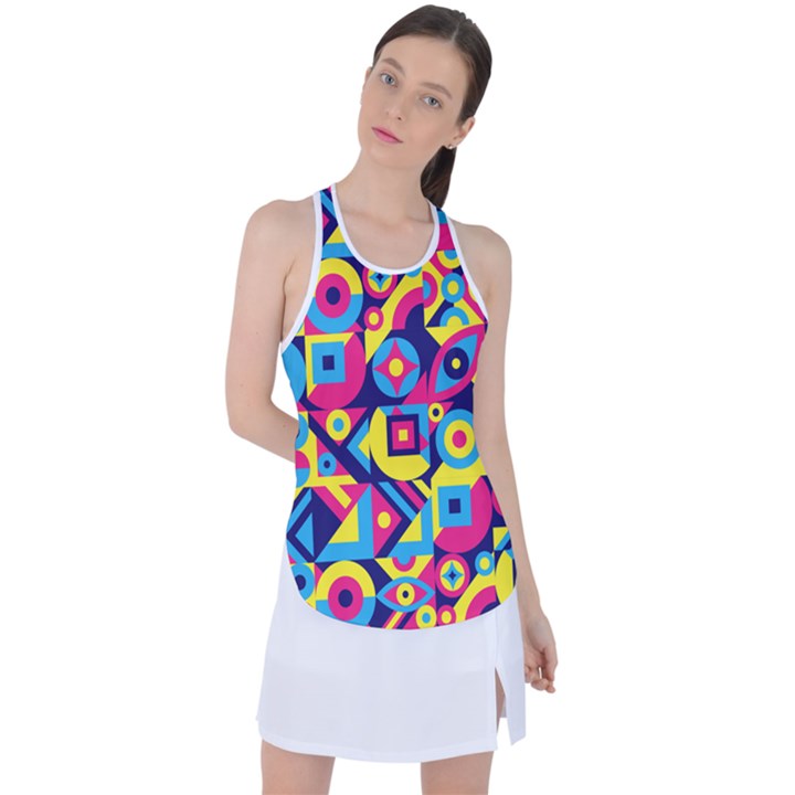 DOODLE PATTERN Racer Back Mesh Tank Top