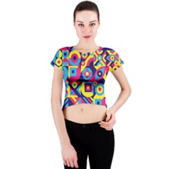 Doodle Pattern Crew Neck Crop Top by designsbymallika