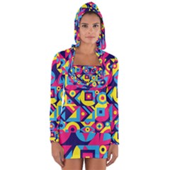 Doodle Pattern Long Sleeve Hooded T-shirt by designsbymallika