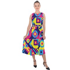 Doodle Pattern Midi Tie-back Chiffon Dress by designsbymallika