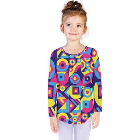 Doodle Pattern Kids  Long Sleeve Tee by designsbymallika