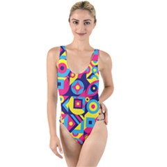 Doodle Pattern High Leg Strappy Swimsuit by designsbymallika