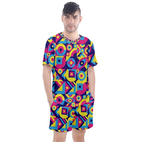 Doodle Pattern Men s Mesh Tee And Shorts Set by designsbymallika