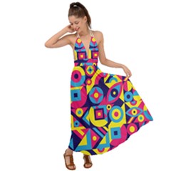 Doodle Pattern Backless Maxi Beach Dress by designsbymallika