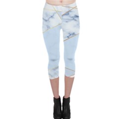 Blue Marble Print Capri Leggings 