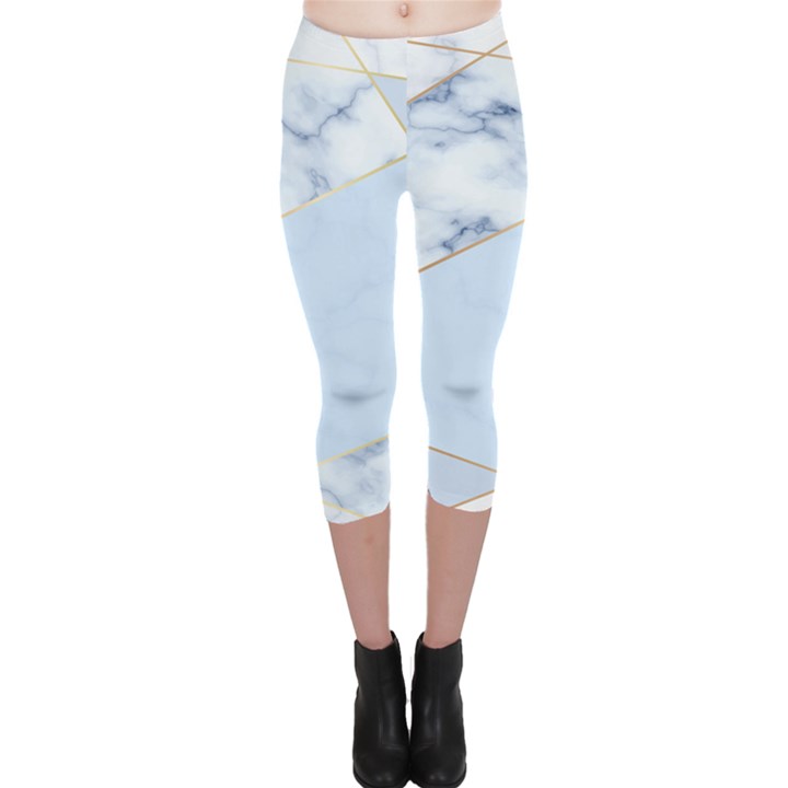 BLUE MARBLE PRINT Capri Leggings 