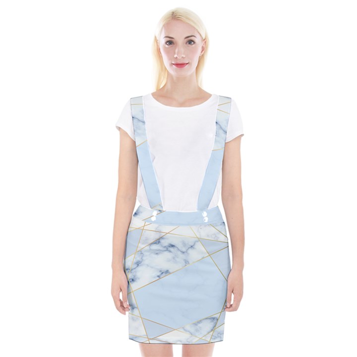 BLUE MARBLE PRINT Braces Suspender Skirt