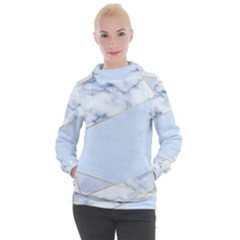 Blue Marble Print Women s Hooded Pullover by designsbymallika