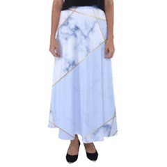 Blue Marble Print Flared Maxi Skirt by designsbymallika