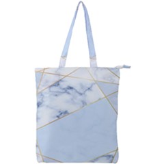 Blue Marble Print Double Zip Up Tote Bag by designsbymallika