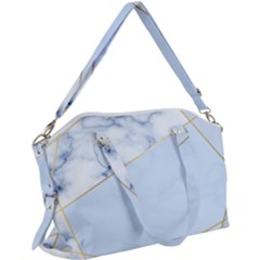 Blue Marble Print Canvas Crossbody Bag