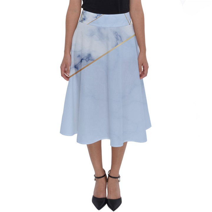 BLUE MARBLE PRINT Perfect Length Midi Skirt